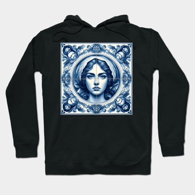 Delft Tile With Woman Face No.4 Hoodie by artnook